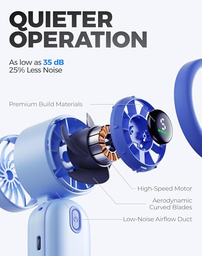 Diveblues Mini Portable Handheld Turbo Fan 27ft/s, 4000mAh Battery - color: Glacier Blue