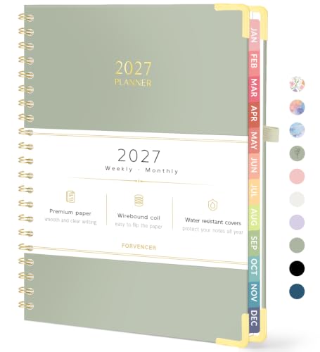 Forvencer 2027 Planner Weekly and Monthly, Hardcover Calendar Planner, A4 - color: Green, size: 8.5"x11" (Jan 2027 - Dec 2027)