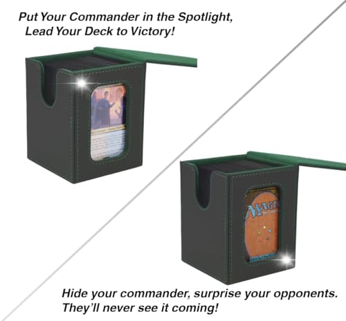 Venssu MTG Deck Box with Commander Display, Fits TCG Cards (Black＆Green) - color: Black＆Green
