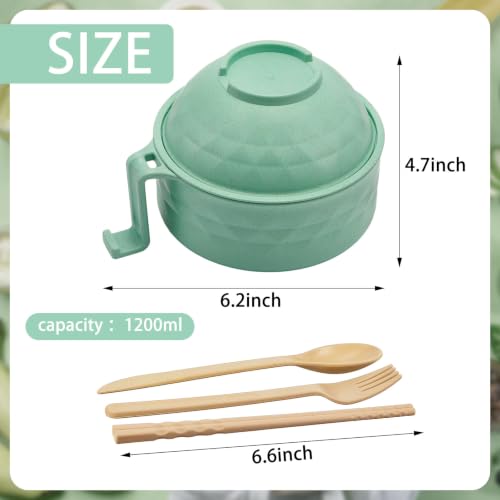 2 Sets 40 oz Microwave Ramen Bowl with Handles, Pink, Light Green - color: Pink, Light Green