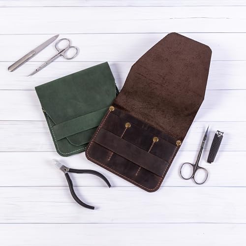 Leather Manicure Set Case Grooming Kit Organizer (Fuchsia) - color: Fuchsia