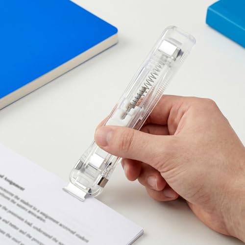 Lurrose Refillable Stapler Set 2 Portable Office Staplers with 200 Reusable Paper Clips Desk Stapler Tool for Document Binding Reports Assignments School Supplies