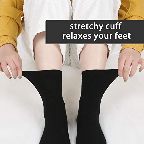 FGZ Women's Crew Socks 5 Pairs Soft Combed Cotton,Breathable Everyday Casual Socks for Women - color: 01-black, size: 9-11