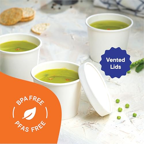 Eco-Friendly Paper Food Containers with Lids - 12 oz [50-Sets] Soup Cups - size: 12 oz.