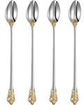 KEAWELL Luxurious 4-Piece 9-Inch Iced Tea Spoon Set (Gold Accent) - color: Gold Accent