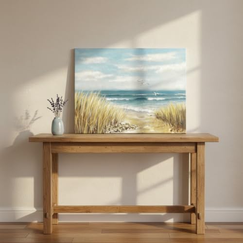 arttitue Canvas Wall Art Beach Picture: Coastal Scene Prints Decor Bedroom Bathroom Ocean Seascape Waves Painting Modern Seaside Sea Grass Seagull Artwork for Home Office Kitchen - color: Beach Path, size: 24"L x 18"W
