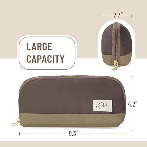 Mr. Pen- Wide-Opening Pencil Case, Triangle Design - color: Brown