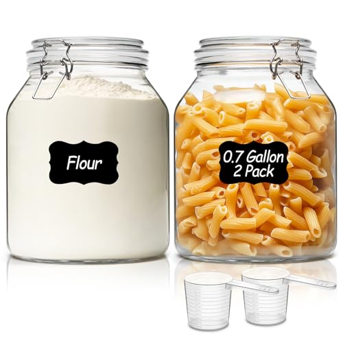 ComSaf Glass Pantry Jars with Airtight Lids 0.7 Gallon 2 Pack Wide Mouth - size: 88oz*2