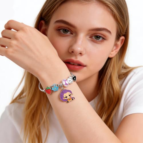 Korean Idol Jewelry Set for Women – Demon Hunters Charm Bracelet and Necklace Set (6PCS, 3 Bracelets + 3 Necklaces), Korean Pop Inspired Fashion Jewelry, Layered Bracelet Set for Daily Wear Party Accessories