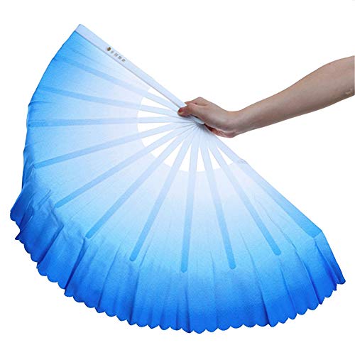 ZooBoo 2Pcs Traditional Chinese Folding Dance Fan - Elegant Taichi Kungfu Performance Accessory - color: Blue