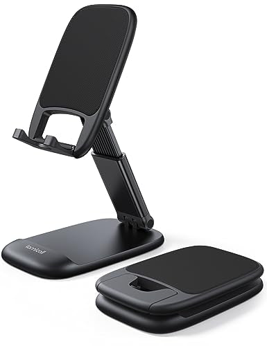 Lamicall Cell Phone Stand for Desk, Height Angle Adjustable Phone Holder - color: 1-Black