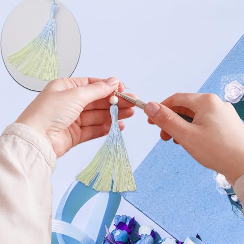 50Pcs 5 Inch Bulk Bookmark Tassel Kit for Graduation, Keychain(Blue Green) - color: Blue&green