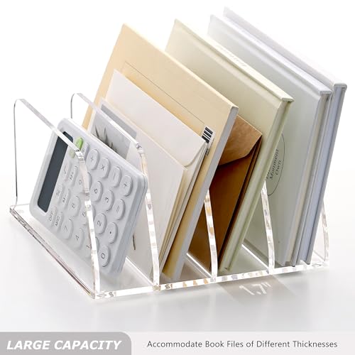 SANRUI Acrylic Bill Mail Sorter Desk Organizer Holder,4 Compartments Clear - size: 4 Compartments Tilted Enlarge
