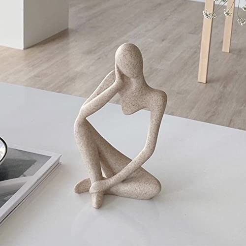 Thinker Statues And Sculptures, Sandstone Resin Thinker Statue Ornaments, Abstract Style Sculptures, Housewarming Gifts, Housewarming Decorations, Living Room Dining Desk Decorations (Right, Small) - color: Right, size: Small