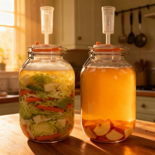 2 Pack Fermentation Jars 1 Gallon with Weights & Airlocks
