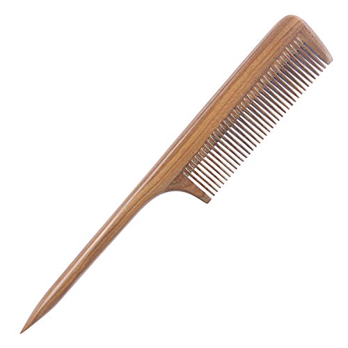 Breezelike Hair Combs for Styling, Fine Tooth Wooden Tail Comb for Women - color: Green Sandalwood