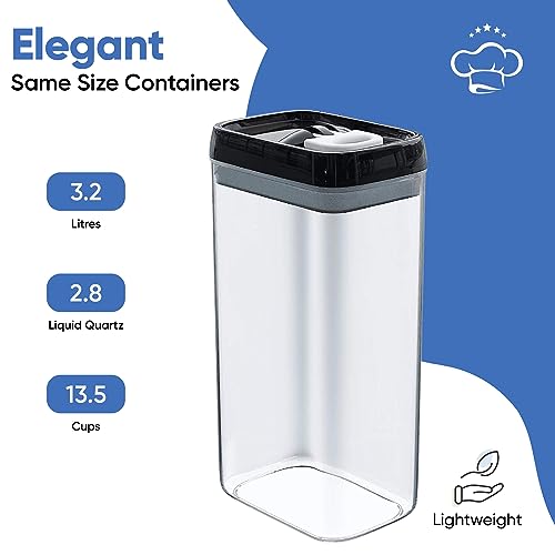 Chef's Path Airtight Food Storage Boxes with Labels - Kitchen Storage - Flour, Cereal, Pasta - Plastic Storage Boxes with Lids (4pcs-3.2L) - color: 4 Pack - 3.2l