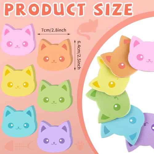 Yinder 24 Pads Cat Sticky Notes Cute Kawaii Cartoon Memo for School - color: Multicolor, size: Novelty Cat