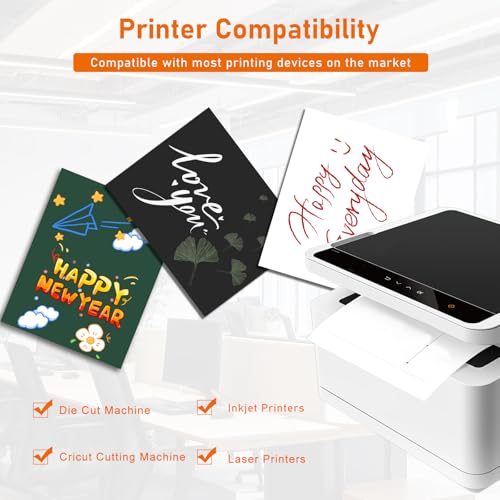 Guakicae 100 Sheets Black Cardstock 8.5 x 11 Printer Paper 75lb - color: Black, size: 100 Sheets