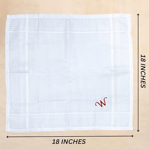 Monogrammed Handkerchiefs for Men 3-Pack Cotton, White Hankies - color: W
