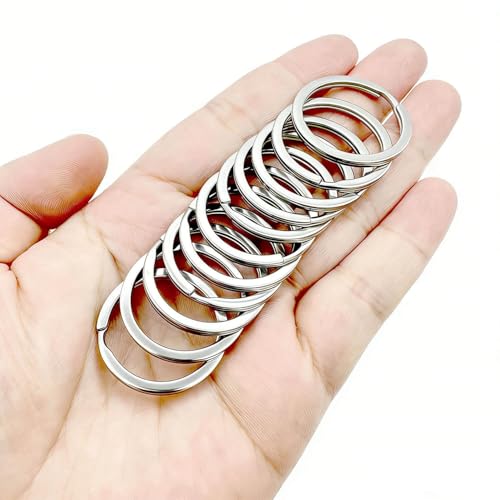 11 Pcs Stainless Steel Keyrings,Heavy Duty Round Split Key Chain Rings,30 mm/1.2 inch Flat Keyring