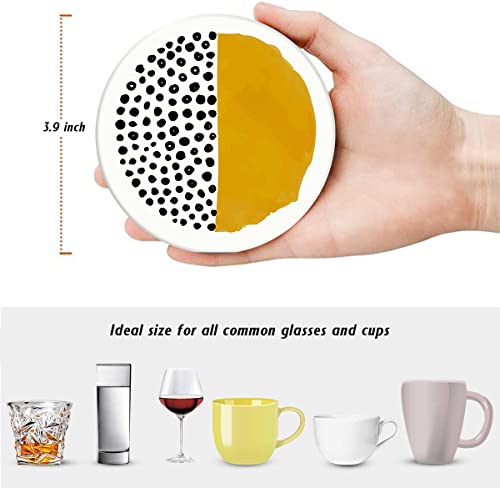 Britimes Coasters for Drinks, Set of 6, Ceramic Stone, Doodle Circle - color: Doodle Circle