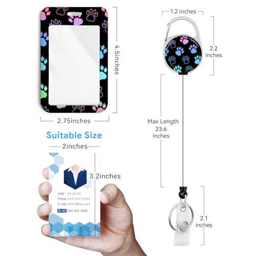 2 Pack Dog Paw ID Badge Holder with Clip Badge Reels - color: 2 Pack-dog Paw