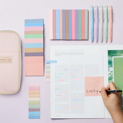 Jutom 39 Pcs Aesthetic Book Annotation Kit, Pink, Cute Style - color: Pink, style: Cute Style