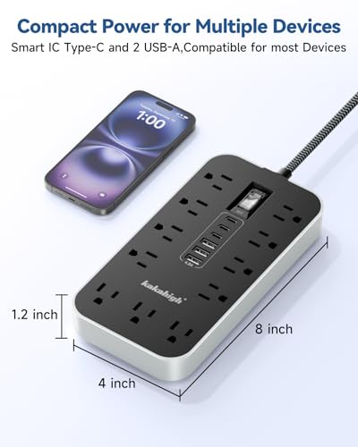 PD30W USB Extension Cord with Multiple Outlets- 5 FT - color: Grey, size: 5FT
