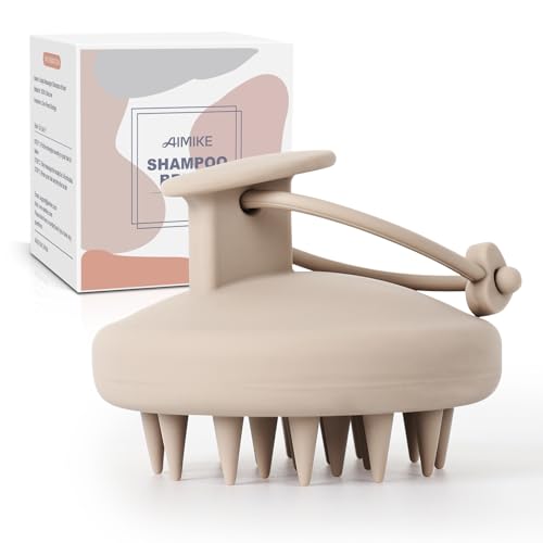 AIMIKE Scalp Massager Shampoo Brush, Soft Silicone Hair Scrubber - color: Morandi - Khaki