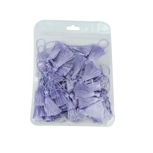 48Pcs Mini Bookmark Tassels Handmade Keychain Silky Tassel - color: 38# Purple