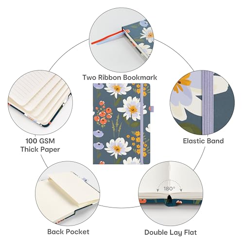 &And Per Se Lined Hardcover Notebook – A5 5.7"x8" College Ruled, 160 Pages, 100gsm Thick Paper – Aesthetic Journal for Women, Gift-Ready Planner, Everyday Writing Notebook (Garden Flowers) - color: g.Garden Flowers, style: Lined with Pattern
