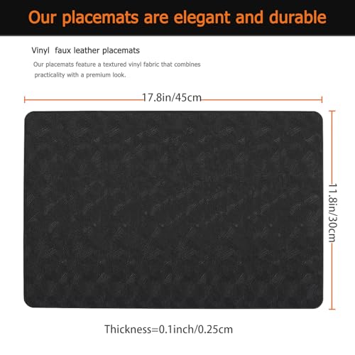 Black Halloween Plastic Placemats Set of 8, Faux Leather Table Mats - color: Black