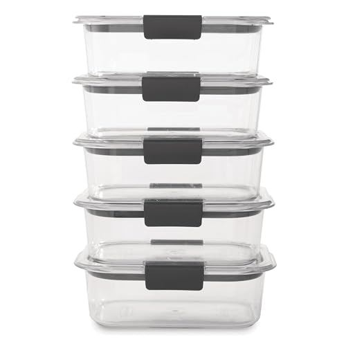 Rubbermaid Brilliance Tritan Plastic Food Storage Containers BPA Free Airtight Lids Ideal for Lunch Meal Prep & Leftovers Set of 5 (3.2 Cup) - size: 3.2 cup (10-Piece)