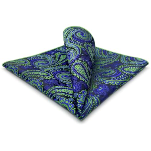 S&W SHLAX&WING Mens Pocket Square Paisley Multicolor Large for Business Wedding - color: Ah78