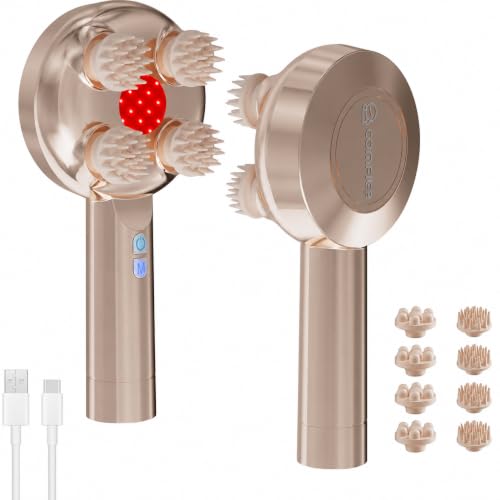 COMFIER Handheld Scalp Massager, Cordless Head Massager with Red Light - color: Gold