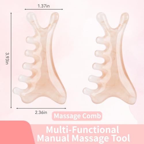 2 Pcs 4-in-1 Head Massage Comb, Gua Sha Facial Tools, Multi-Functional Manual Massage Tool for the Face, Eyes, Head and Neck, Relieve Fatigue and Relax the Body(Gray)