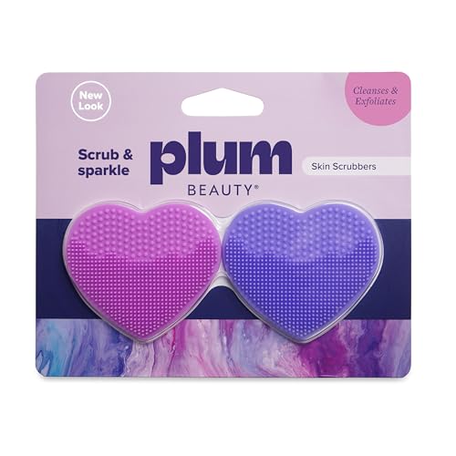Plum Beauty Heart-Shaped Silicone Skin Scrubber with Suction Cup Mount