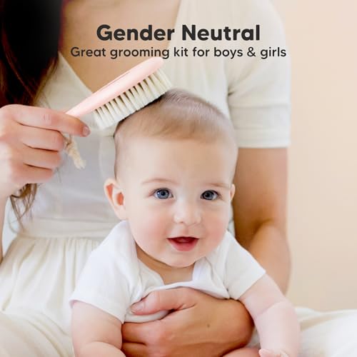 Wooden Baby Hair Brush for Toddler, Infant Cradle Cap (Blush, Regular) - color: Blush, size: Oval, Regular 7"