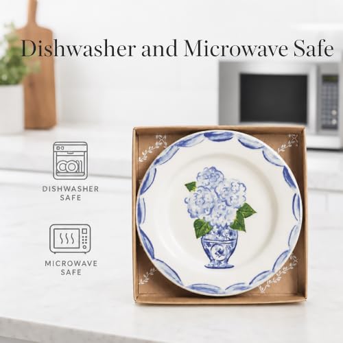 Mud Pie Ceramic Hydrangea Tidbit Plate - color: Blue