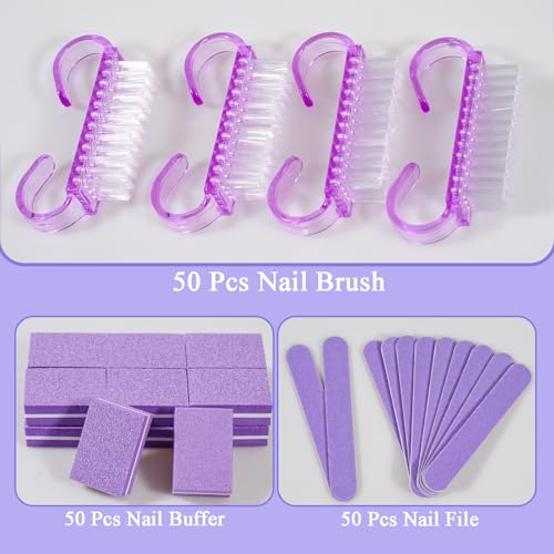 50 Set Disposable Manicure Kit Set, Press On Nail Tool Kit (Purple-50pcs) - color: Purple-50pcs