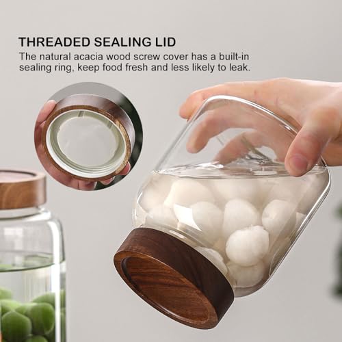 Glass Jars Canisters with Airtight Lids, Clear Glass Coffee Jars with High Sealing Threaded Mouth, Food Storage Canister for Pantry Sugar Tea Coffee Cookies (51 FL OZ / 1500ml) - size: 51 FL OZ / 1500ml
