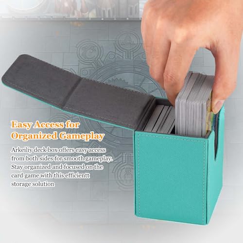 Arkeiliy MTG Deck Box 110+ Storage Sleeved Cards for Magic Commander - color: Turquoise