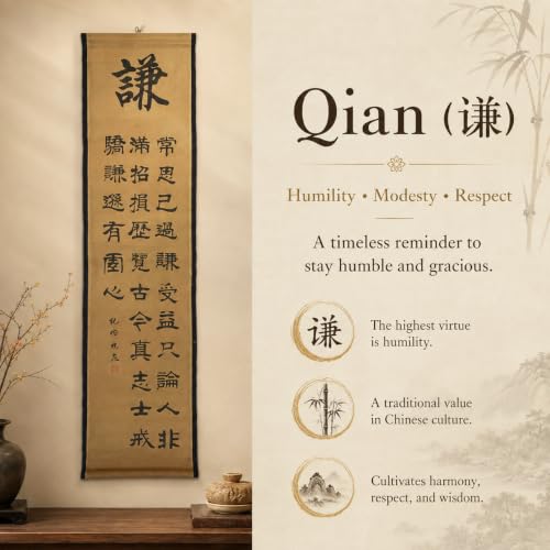 Wall Art Poster Prints Painting Hanging Decor Qian Chinese Calligraphy - color: G1