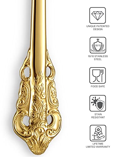 KEAWELL Premium Luxury 4-Piece 6-Inch Tea Spoon Set (Gold) - color: Gold