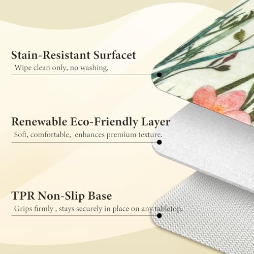 Vinyl Placemats Set of 6-12x17 Inch - Heat Resistant Washable Place Mats Waterproof Non-Slip Wipeable Table Mats for Dining Table Decor, Indoor/Outdoor Plastic Mat - color: Floral-3