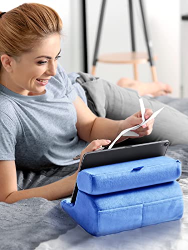 UGREEN Tablet Pillow Stand for Lap Soft Holder Bed with 3 Viewing Angles Adjustable Home Office Accessories Compatible with iPad Pro 13 12 11 10.5 Air Mini 5 4 3 2 Phone 16 15 14 E-Reader Blue - color: Blue