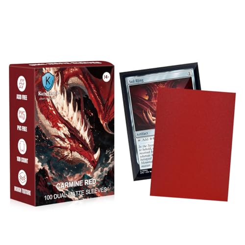 Carmine Red Dual Matte Card Sleeves, Katomula Card Sleeves for MTG, Standard Card Sleeve for PKM, Flesh & Blood - color: Carmine Red
