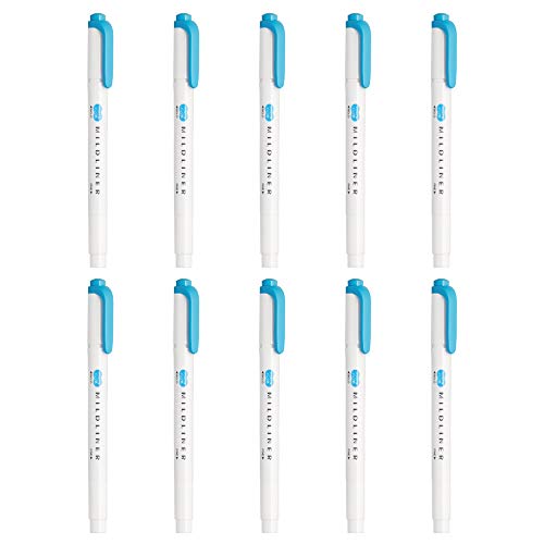 Zebra B-WKT7-MCYA Highlighters, Mild Liner, Mild Cyan, 10 Pieces - color: cyan, size: 1 Count (Pack of 10)