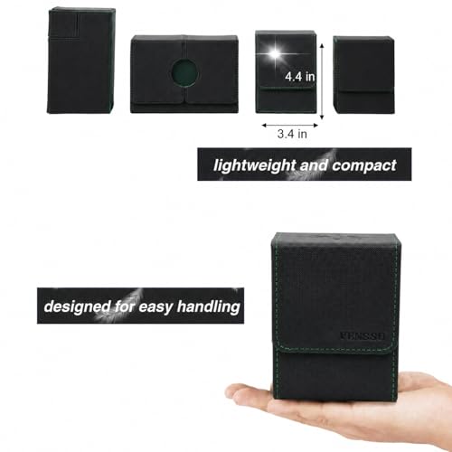 Venssu MTG Deck Box with Commander Display Window (Black&Green, 1 window) - color: Black and Green